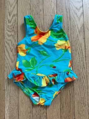 Vintage Tropical One Piece Swimsuit 2T
